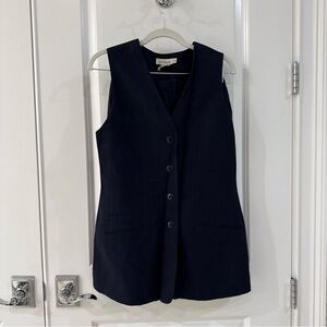 Ann Taylor 2 piece Navy Button-Down skirt set